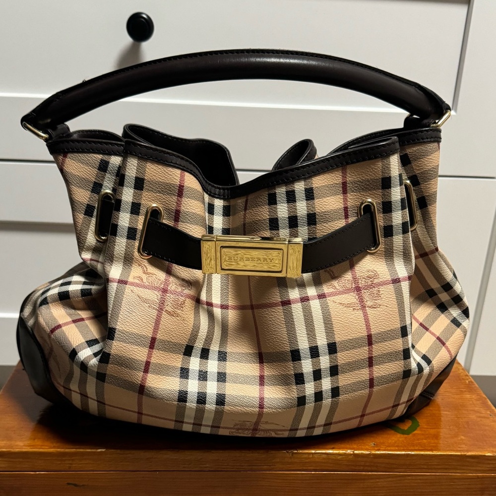 Burberry House Check Canvas Medium Willenmore Hobo Bag w/ Strap